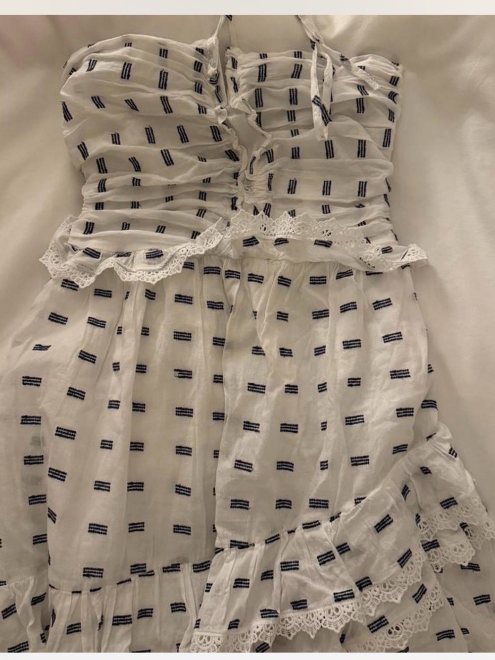 White Sundress with Navy Details